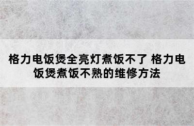 格力电饭煲全亮灯煮饭不了 格力电饭煲煮饭不熟的维修方法